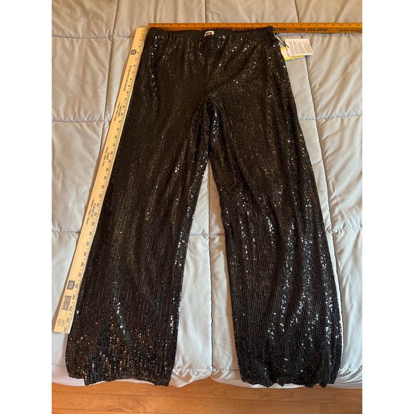Anne Klein‎ Linear Shine Pull On Wide Leg Pant size M NWT - Picture 2 of 6